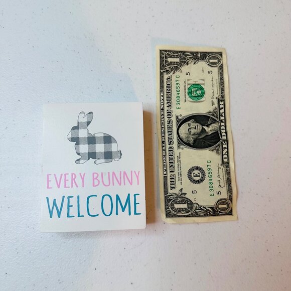 EVERY BUNNY WELCOME Easter decor buffalo plaid springtime tiered tray decoration - Picture 5 of 7